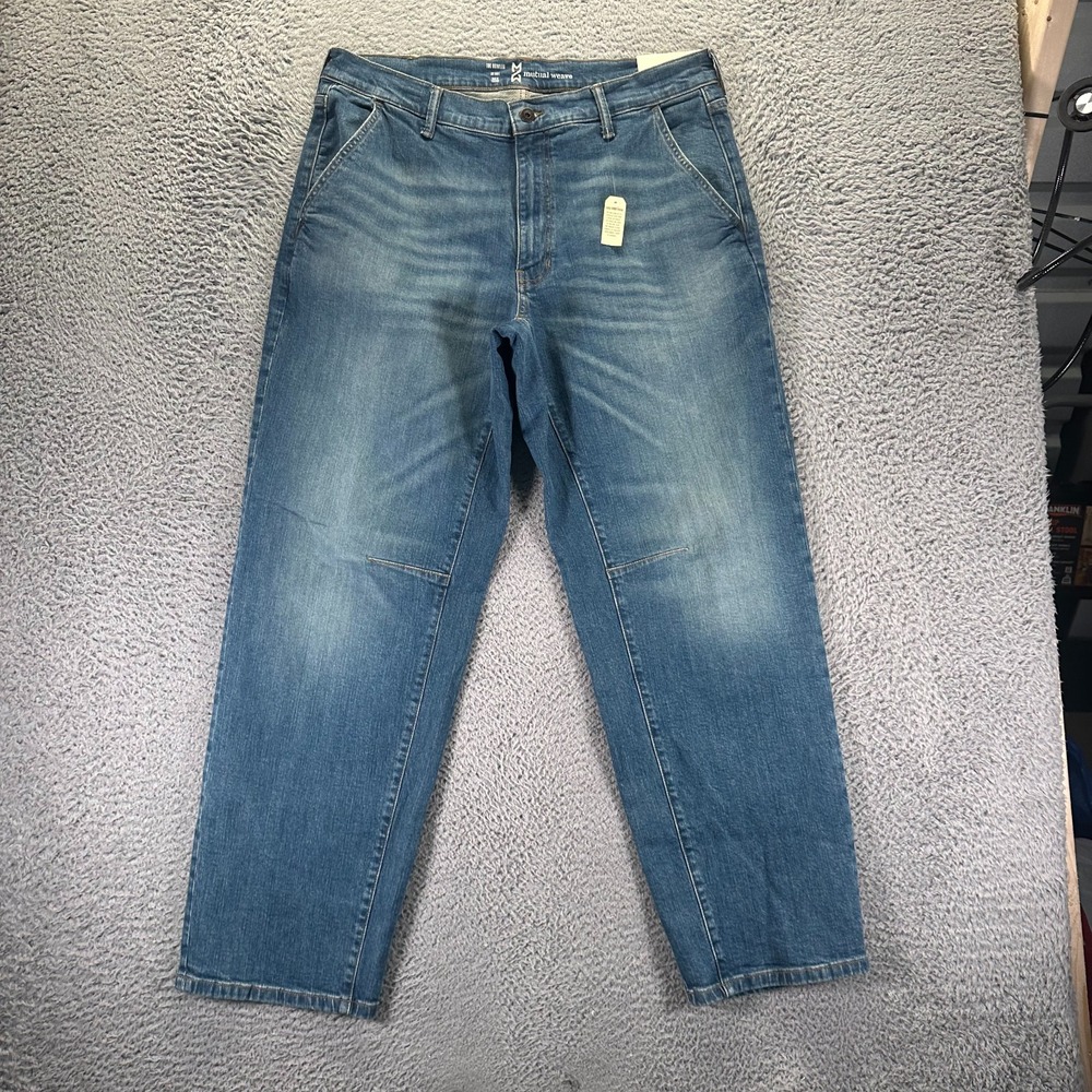 Mutual Weave Jeans Mens 36x32 Blue The Bowled Cotton Stretch Dark Wash Denim